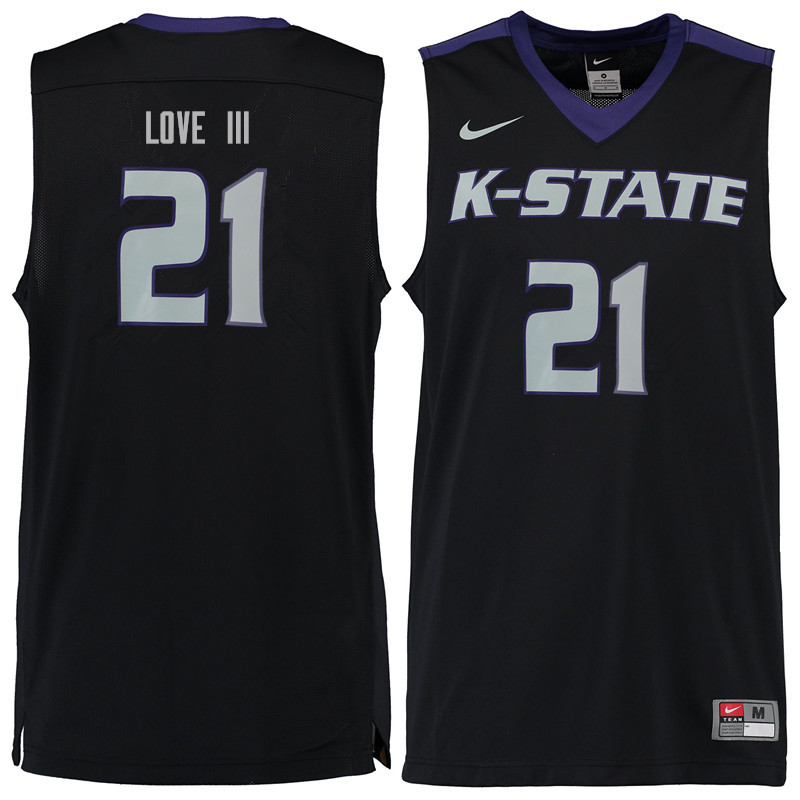 Men #21 James Love III Kansas State Wildcats College Basketball Jerseys Sale-Black
